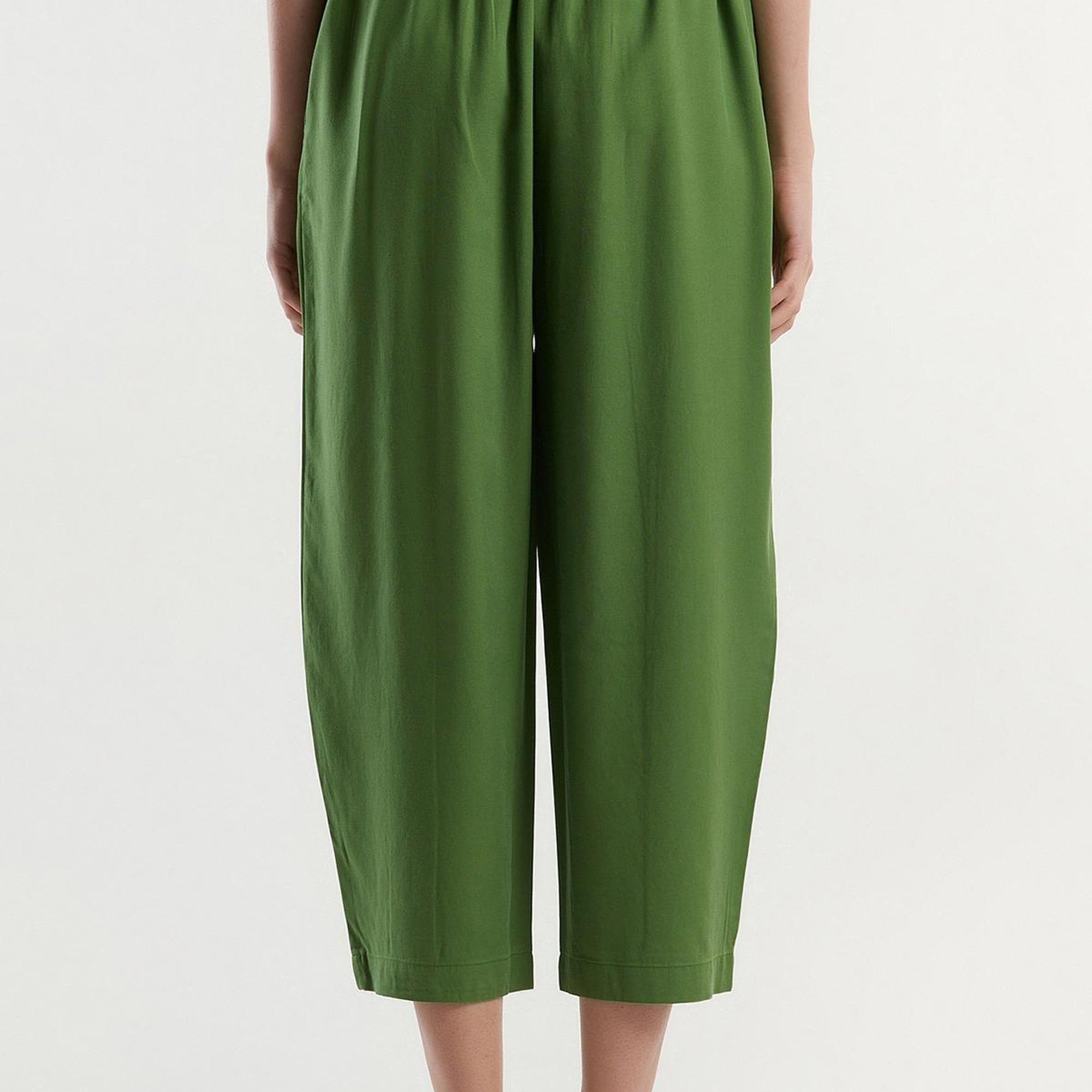 Kadın Soluk Yeşil %100 Liyosel Bol Kesim Beli Lastikli Pantolon