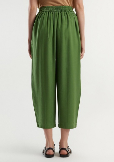  Kadın Soluk Yeşil %100 Liyosel Bol Kesim Beli Lastikli Pantolon