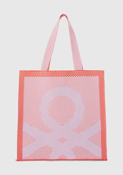  Kadın Lila Önü Logo İşlemeli Örgü Motifli Çift Saplı Omuz Çantası