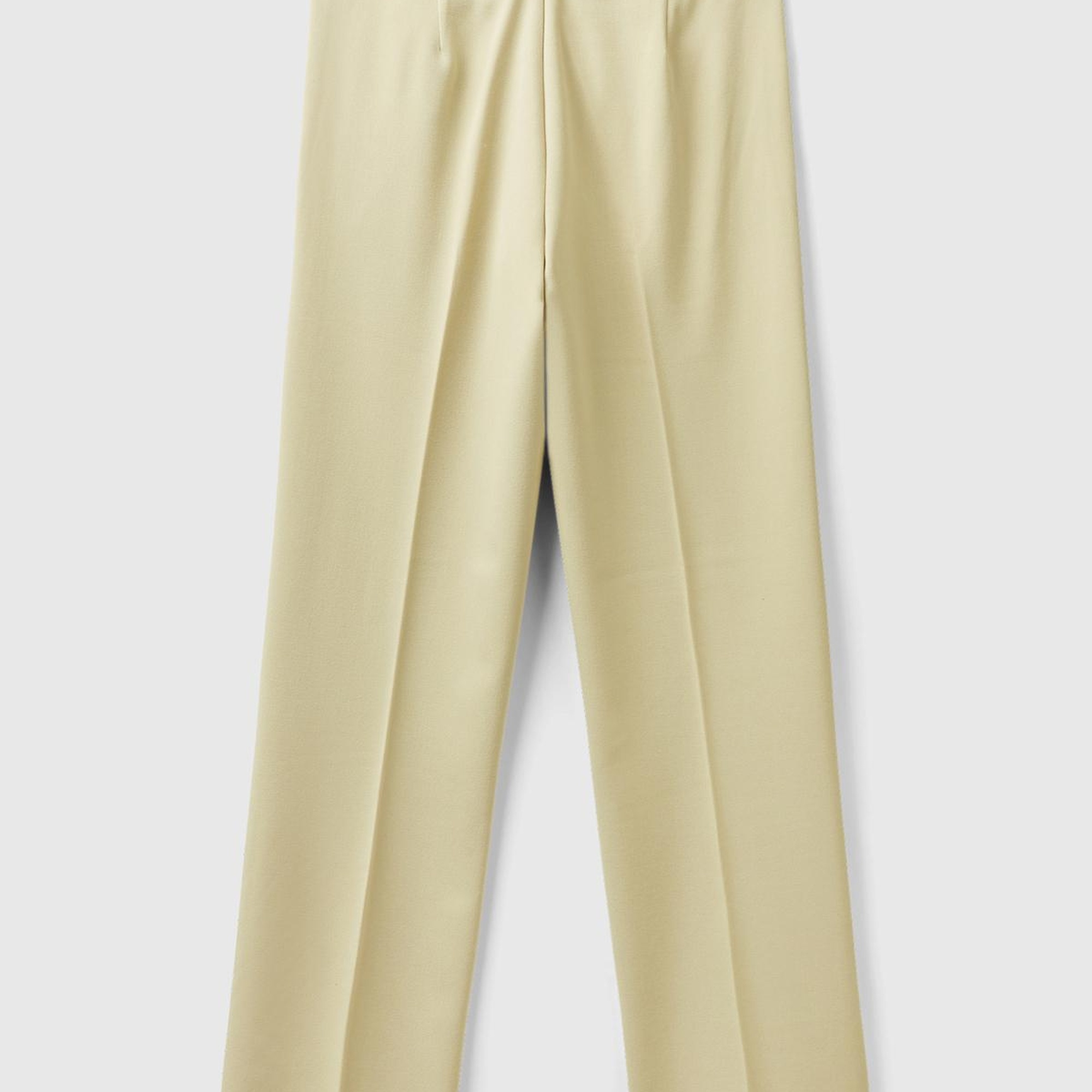 Kadın Bej Viskoz Karışımlı Beli Kalın Bantlı Cepli Pantolon