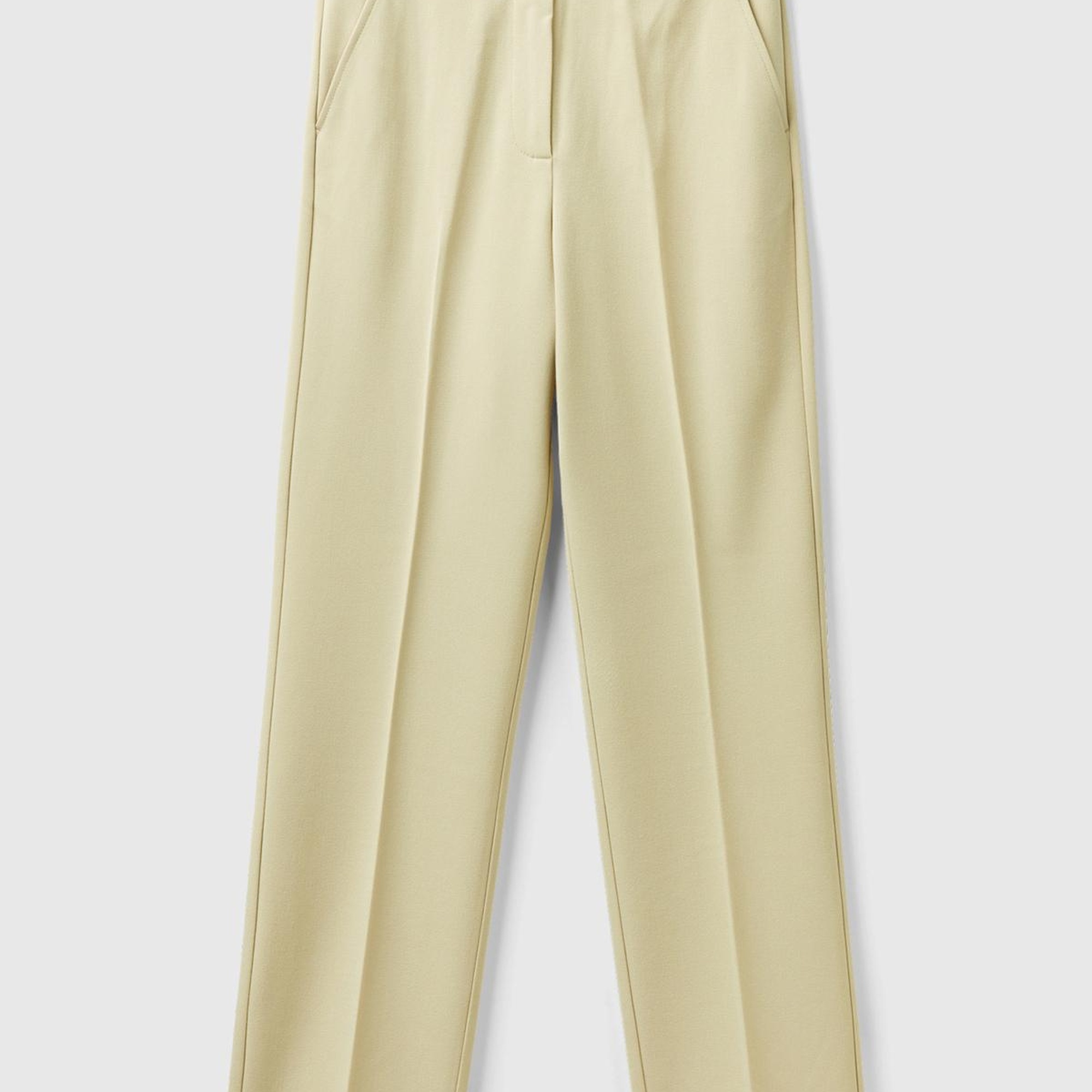 Kadın Bej Viskoz Karışımlı Beli Kalın Bantlı Cepli Pantolon