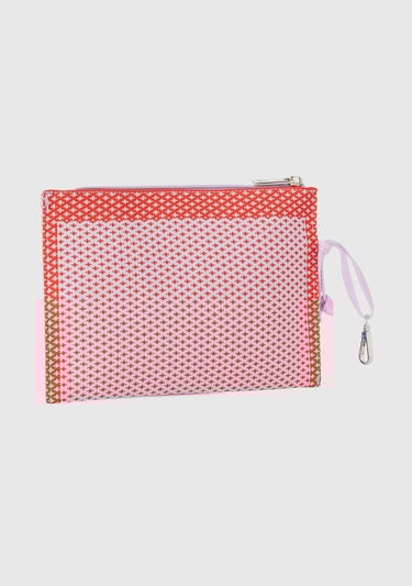  Kadın Lila Önü Logo İşlemeli Örgü Motifli Fermuarlı Mini Çanta