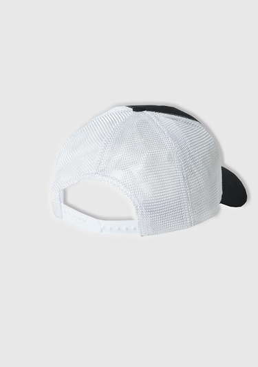  Erkek Siyah Pamuk Karışımlı 3D İşlemeli Arkası File Detaylı Şapka