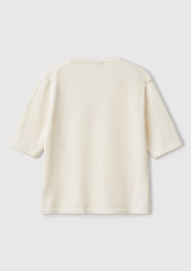  Kadın Krem Streç Kumaşlı Önü Cepli Relax Fit Bisiklet Yaka Kazak