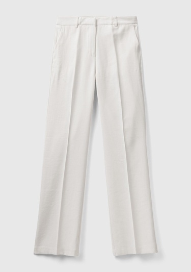  Kadın Krem Viskoz Karışımlı Bol Paça Pantolon