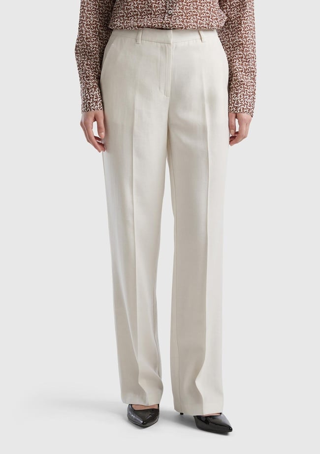  Kadın Krem Viskoz Karışımlı Bol Paça Pantolon