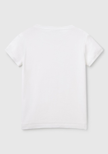  Kadın Beyaz %100 Koton Bisiklet Yaka Kısa Kollu Kazak