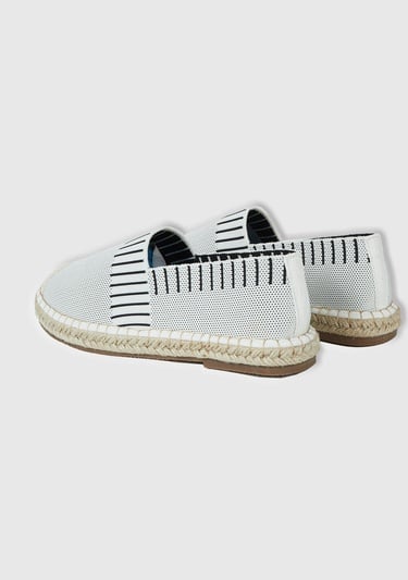  Kadın Krem Kenarları Çizgi Detaylı Espadril Ayakkabı