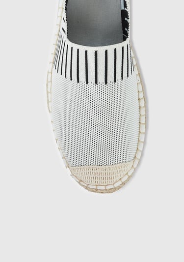  Kadın Krem Kenarları Çizgi Detaylı Espadril Ayakkabı