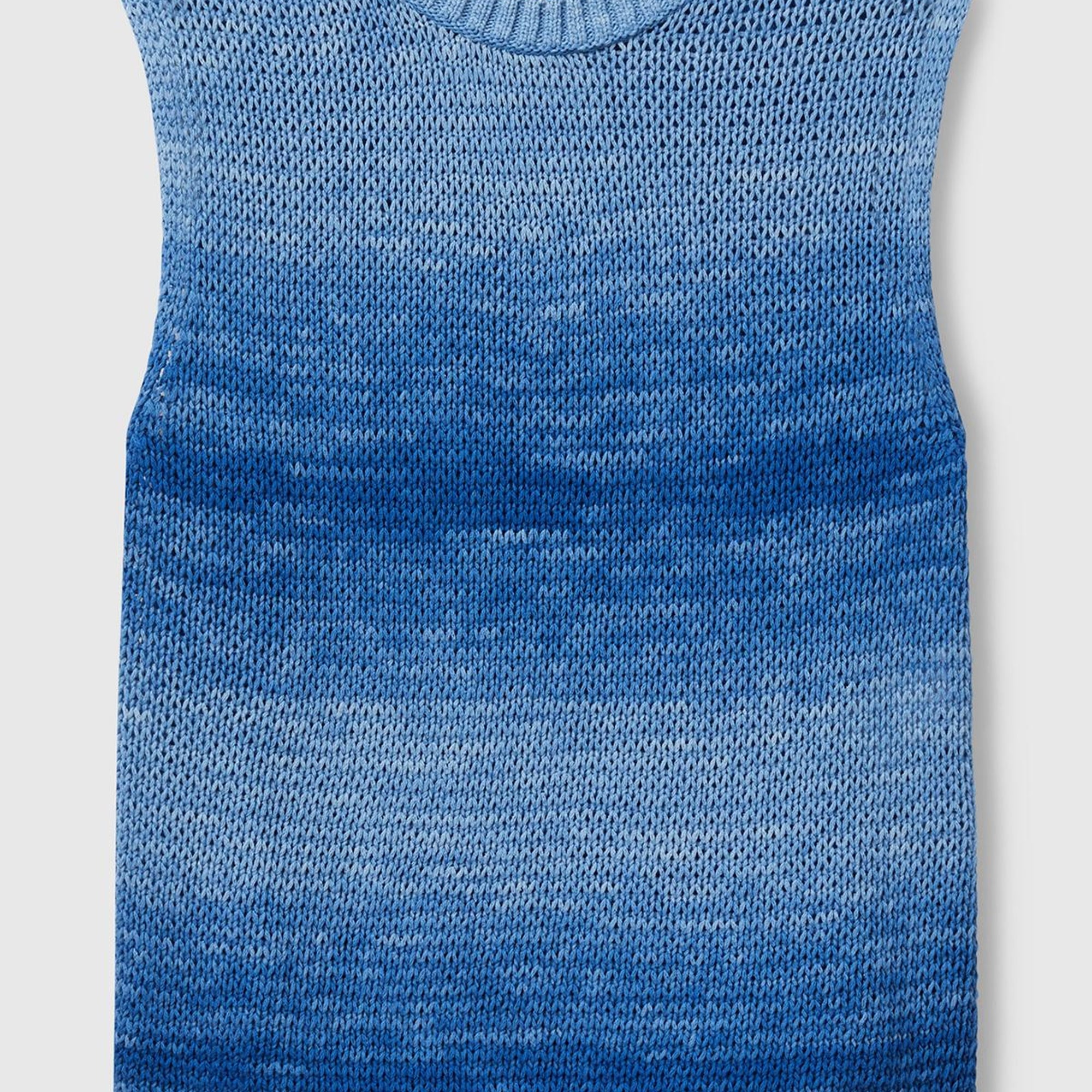 Kadın Mavi %100 Pamuk Gölge Efektli Ribanalı Relax Fit Süveter