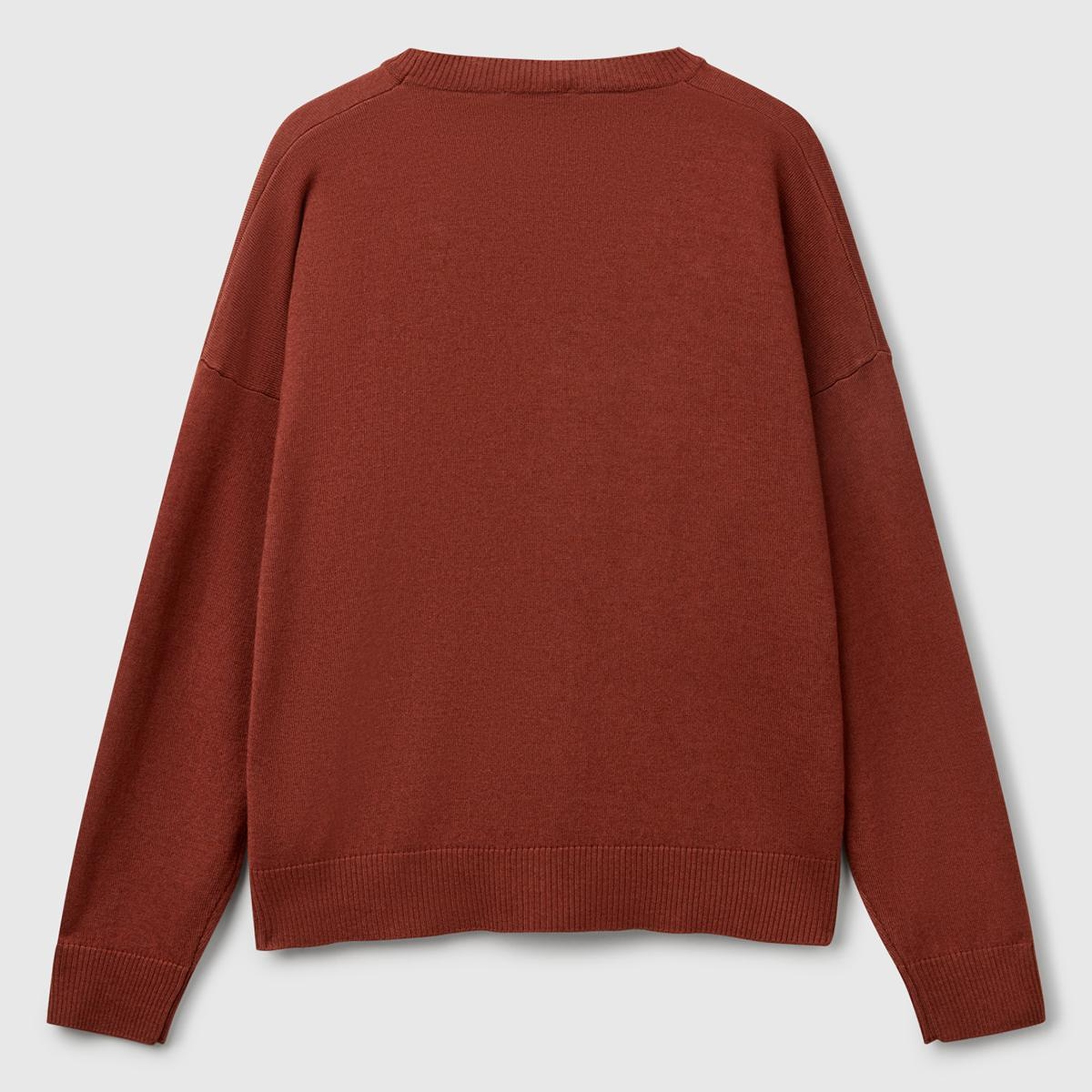 Kadın Kahverengi Viskoz Karışımlı Çiçek Desenli Kazak