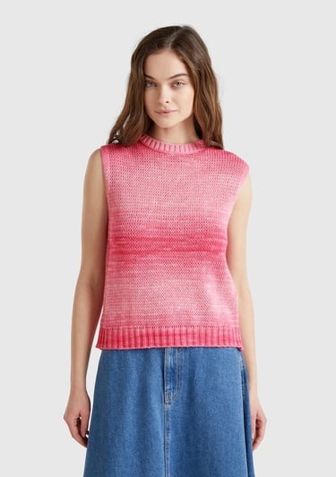  Kadın Pembe Mix %100 Pamuk Gölge Efektli Ribanalı Relax Fit Süveter