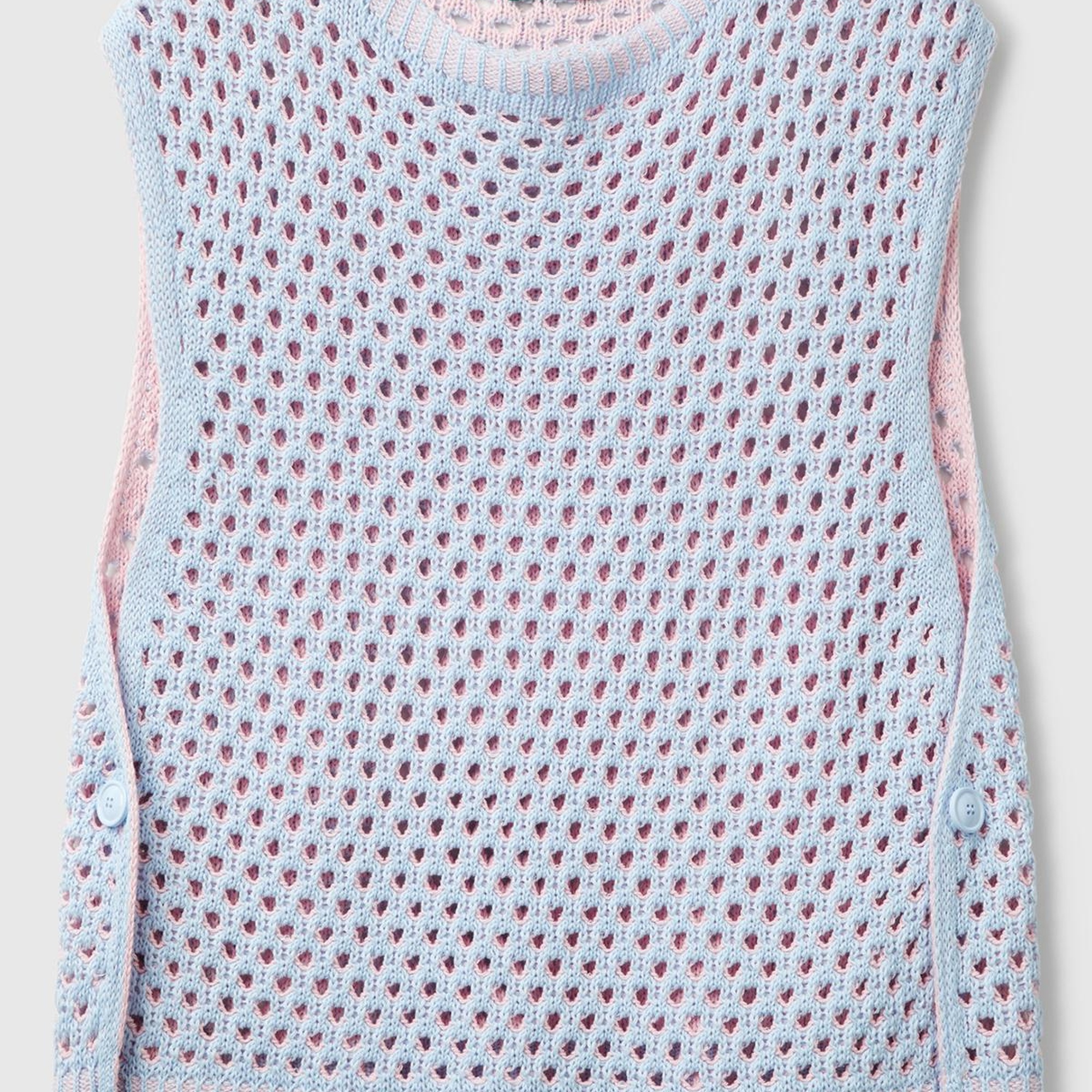 Kadın Açık Mavi Pamuk Karışımlı Kontrast Yanları Düğmeli Relax Fit Süveter