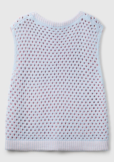  Kadın Açık Mavi Pamuk Karışımlı Kontrast Yanları Düğmeli Relax Fit Süveter