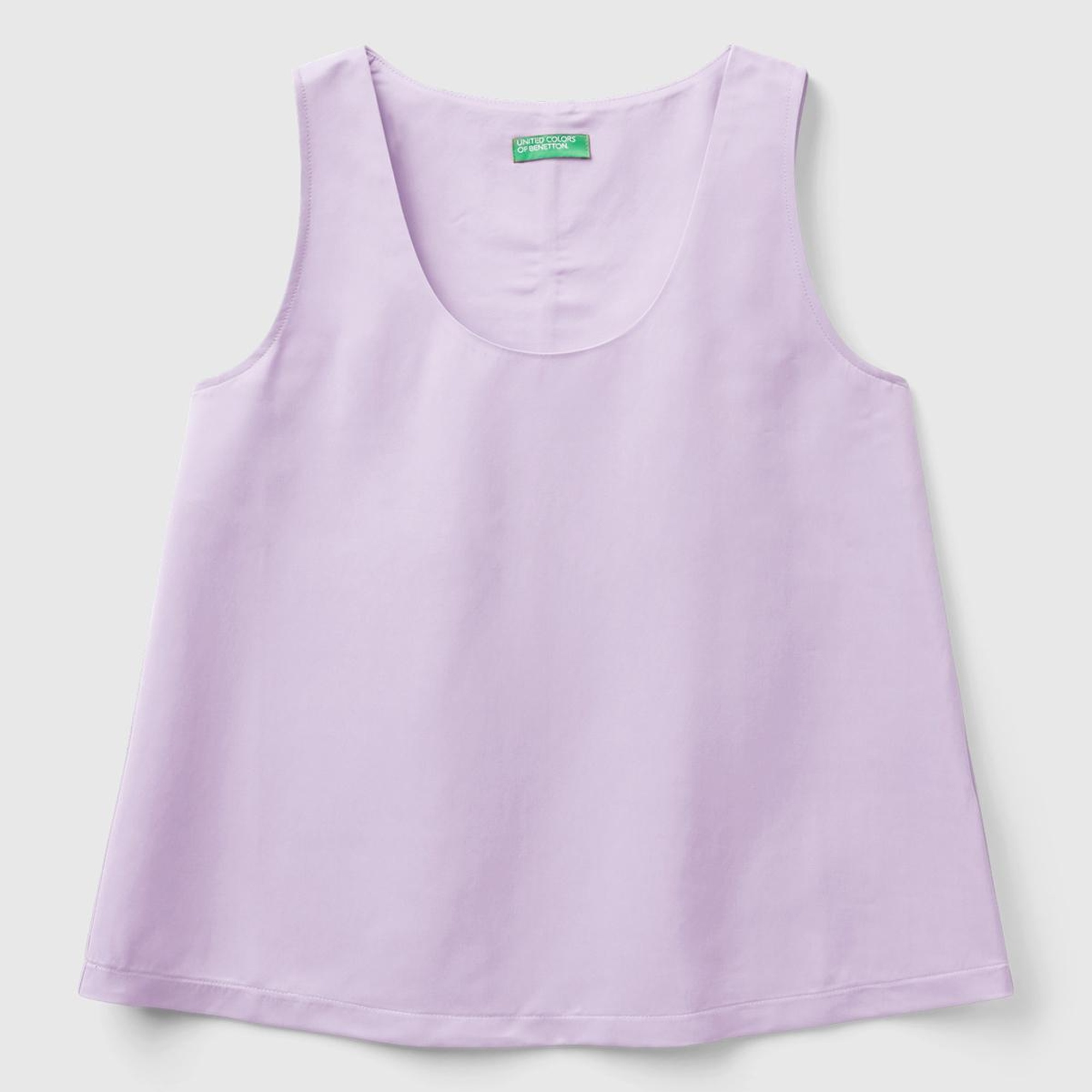 Kadın Lila Viskoz Karışımlı Saten Kolsuz Bluz