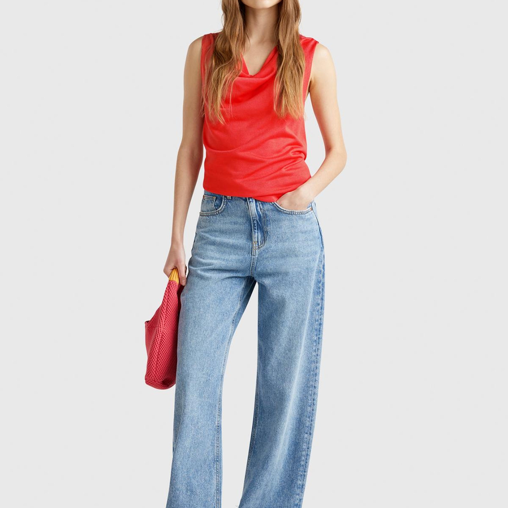 Kadın Turuncu %100 Liyosel Kolsuz Regular Fit Kazak