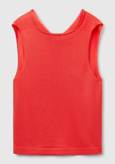  Kadın Turuncu %100 Liyosel Kolsuz Regular Fit Kazak