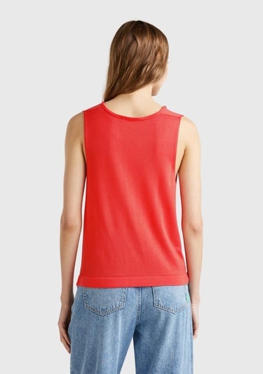  Kadın Turuncu %100 Liyosel Kolsuz Regular Fit Kazak