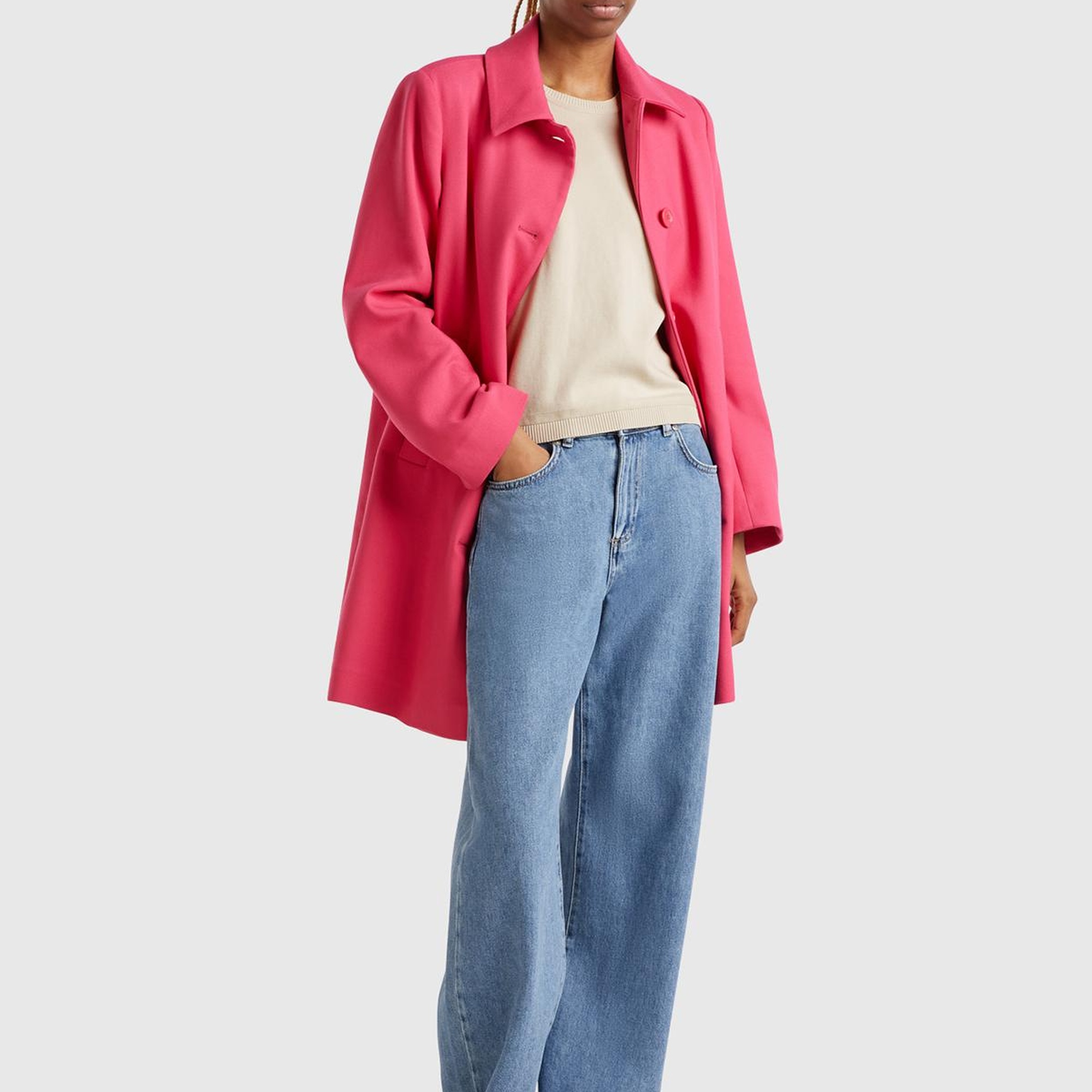 Kadın Taş Rengi %100 Koton Bisiklet Yaka Kısa Kollu Kazak