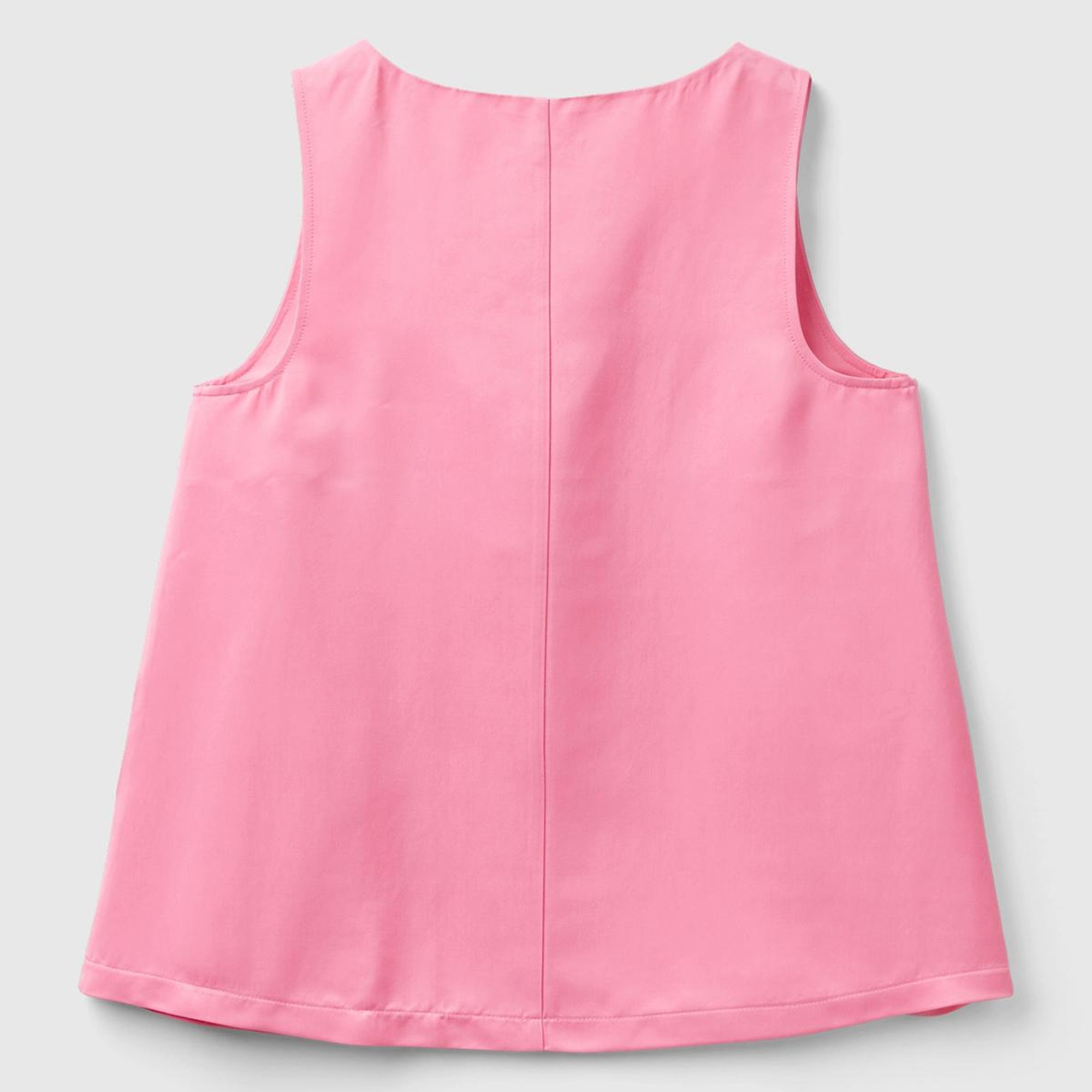 Kadın Açık Pembe Viskoz Karışımlı Saten Kolsuz Bluz