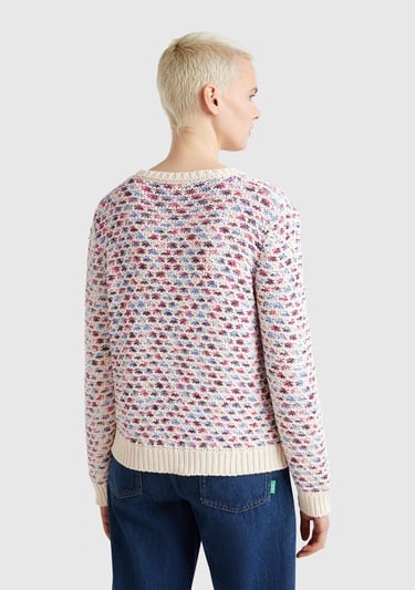  Kadın Pembe Mix Pamuk Karışımlı Jakarlı Nervür Detaylı Çift Taraflı Kazak