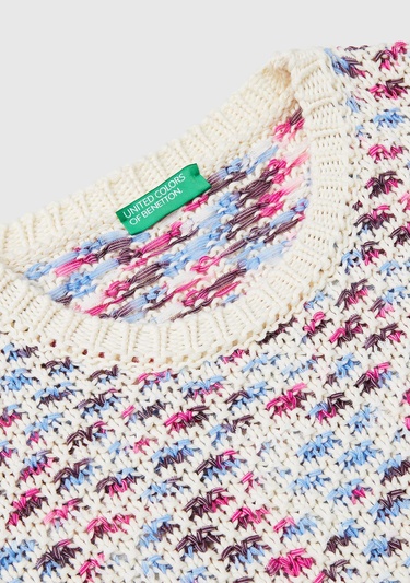  Kadın Pembe Mix Pamuk Karışımlı Jakarlı Nervür Detaylı Çift Taraflı Kazak