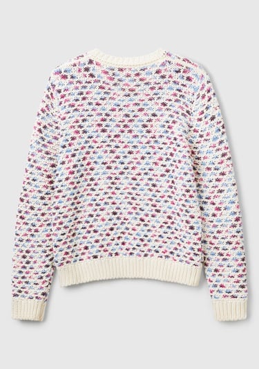  Kadın Pembe Mix Pamuk Karışımlı Jakarlı Nervür Detaylı Çift Taraflı Kazak