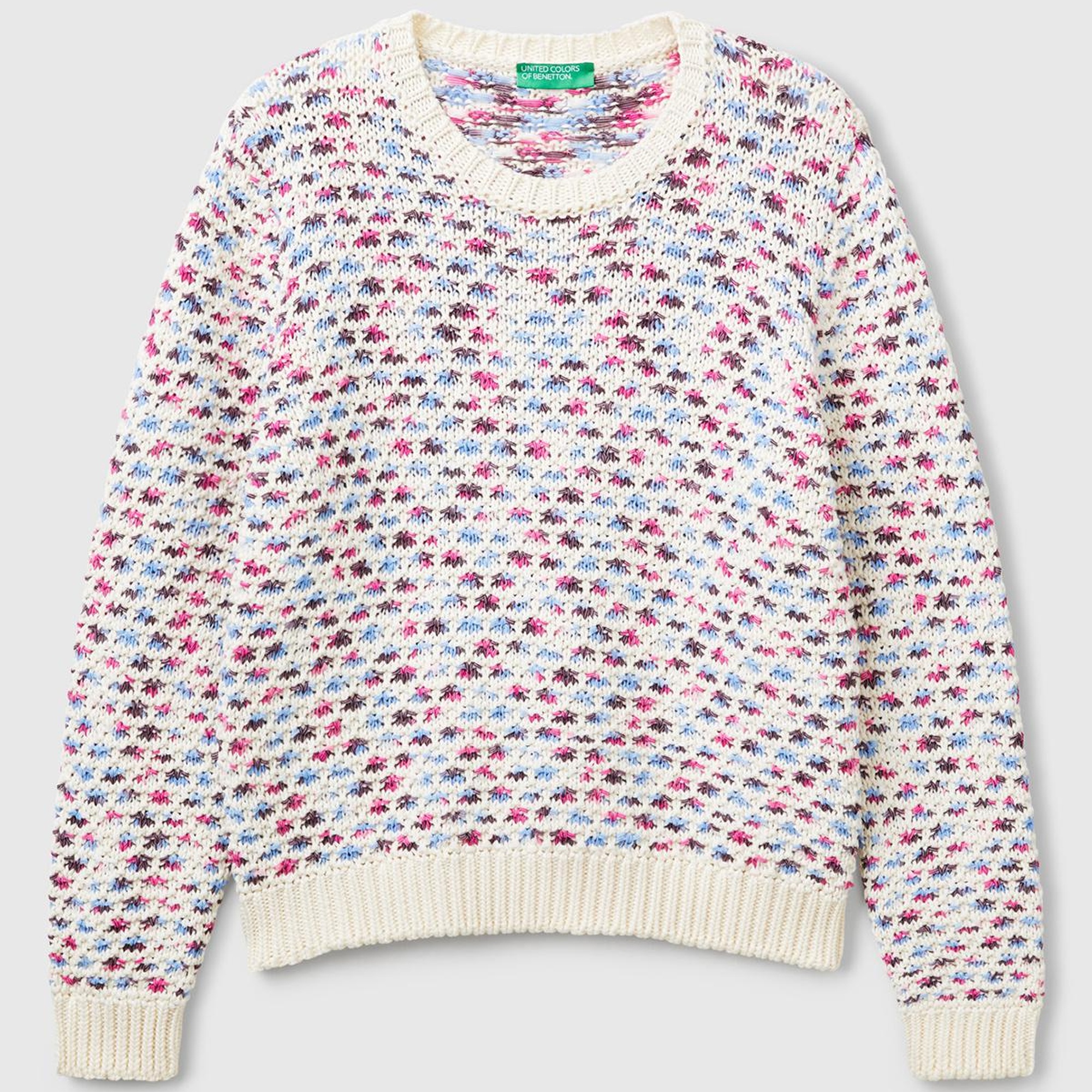 Kadın Pembe Mix Pamuk Karışımlı Jakarlı Nervür Detaylı Çift Taraflı Kazak