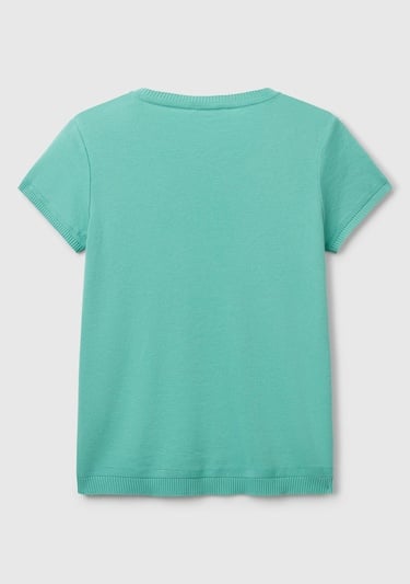  Kadın Buz Mavisi %100 Koton Bisiklet Yaka Kısa Kollu Kazak