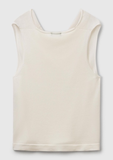  Kadın Krem %100 Liyosel Kolsuz Regular Fit Kazak