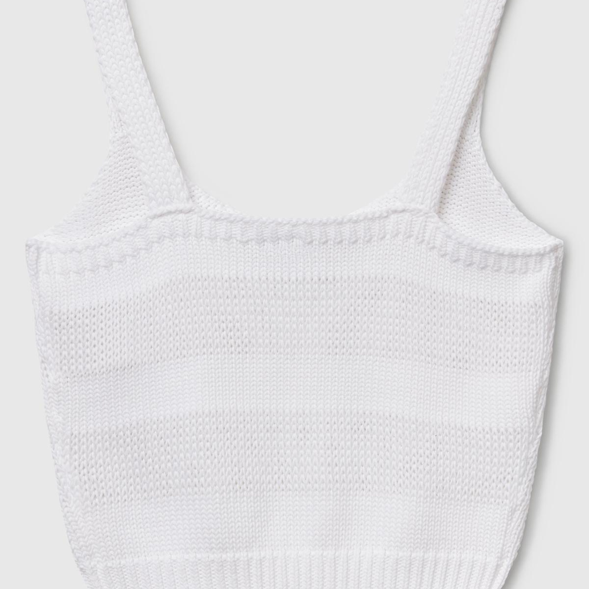 Kadın Beyaz %100 Pamuk Şerit Efektli Örme Relax Fit V Yaka Triko Atlet