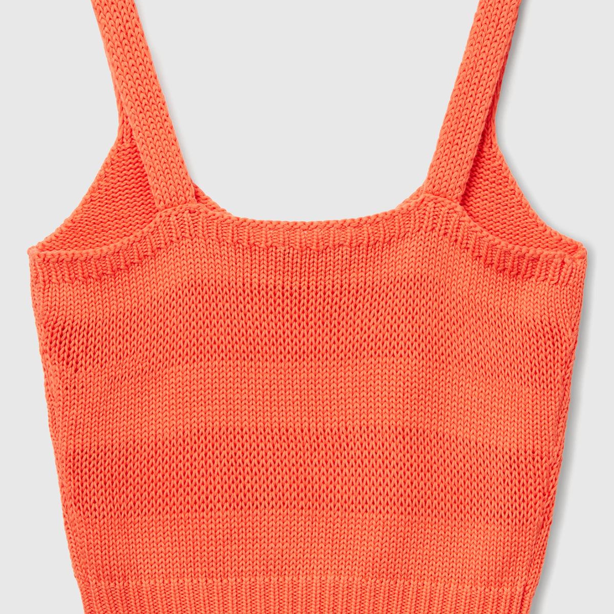 Kadın Turuncu %100 Pamuk Şerit Efektli Örme Relax Fit V Yaka Triko Atlet