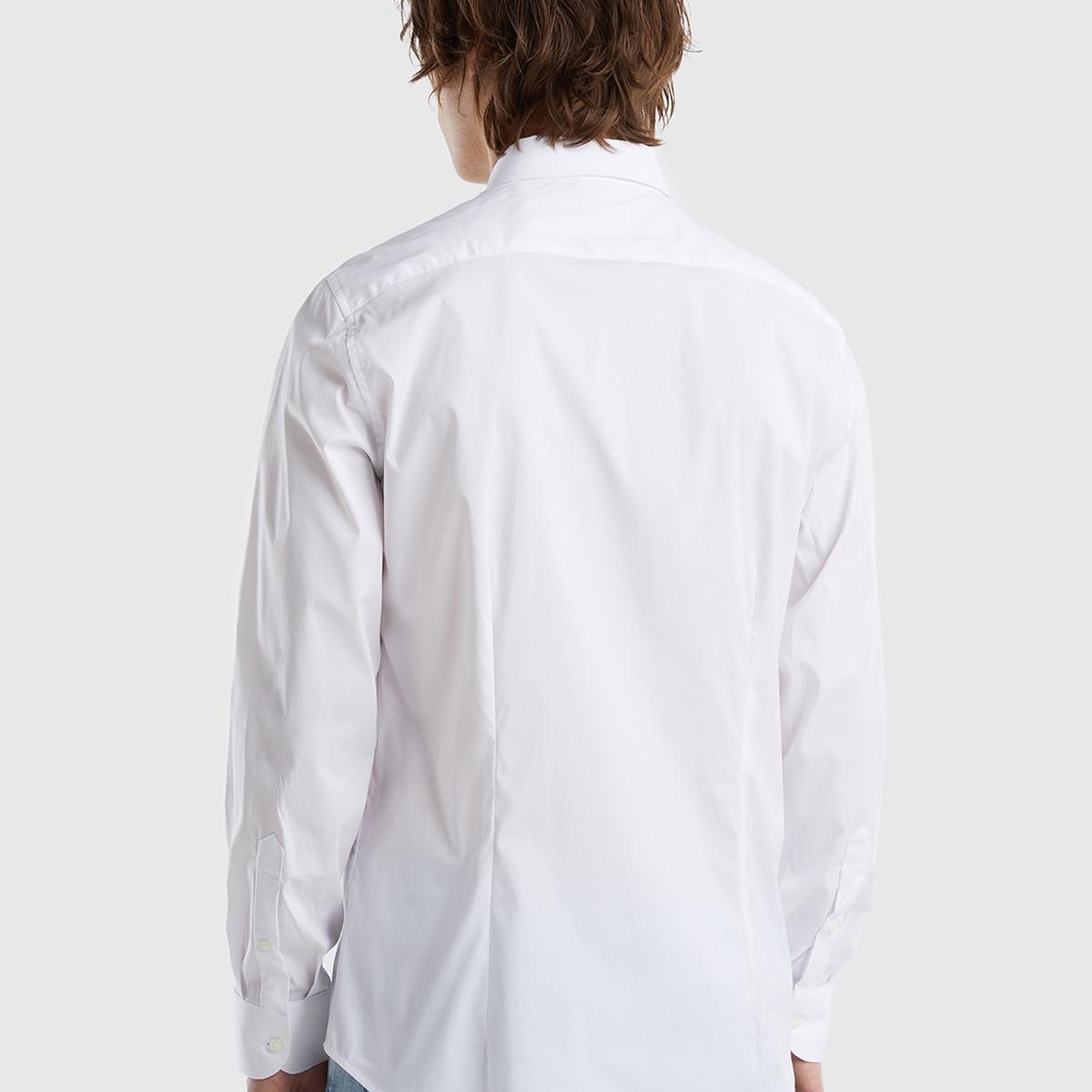 Erkek Beyaz Esnek Gömlek