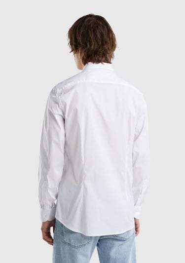  Erkek Beyaz Esnek Gömlek
