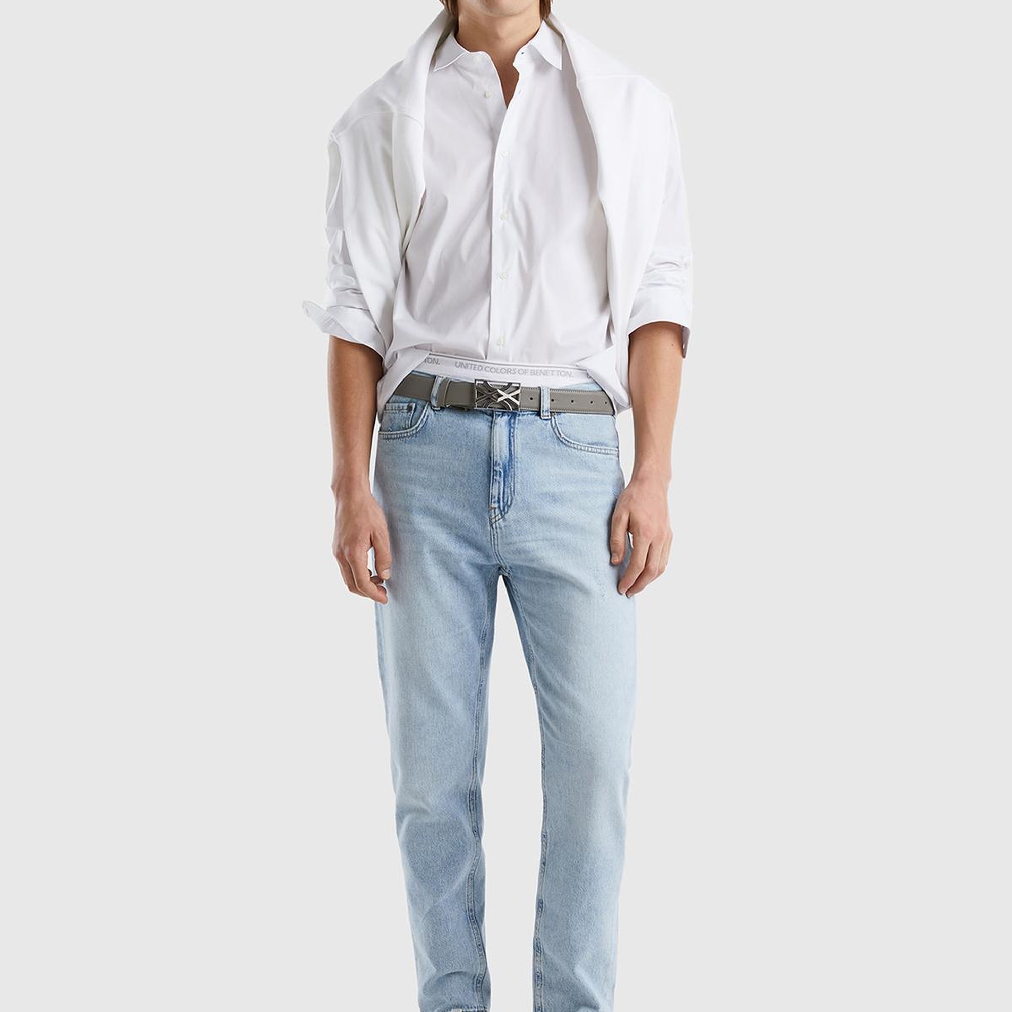 Erkek Beyaz Esnek Gömlek