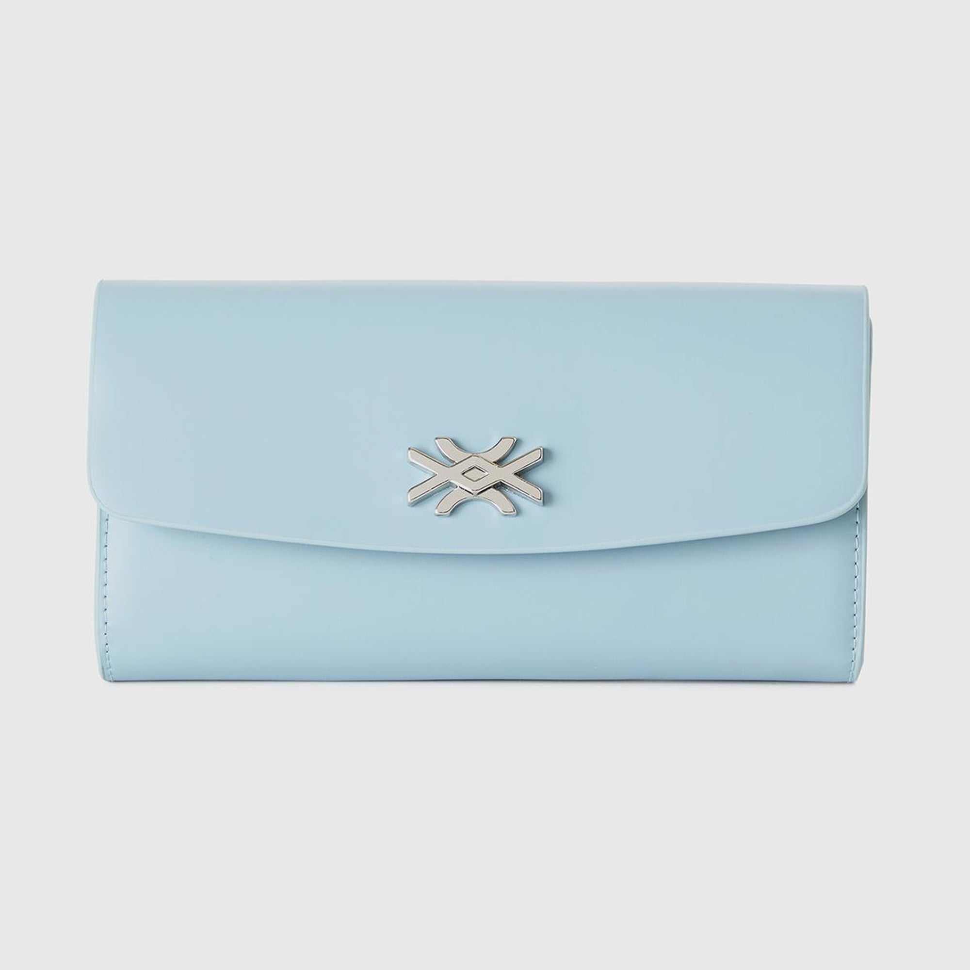 Kadın Açık Mavi Tokası Logo Detaylı Dikdörtgen El Çantası