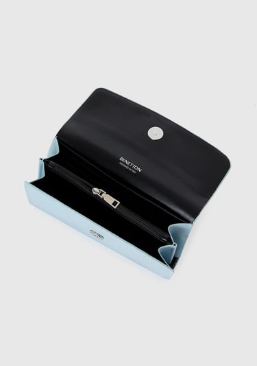  Kadın Açık Mavi Tokası Logo Detaylı Dikdörtgen El Çantası