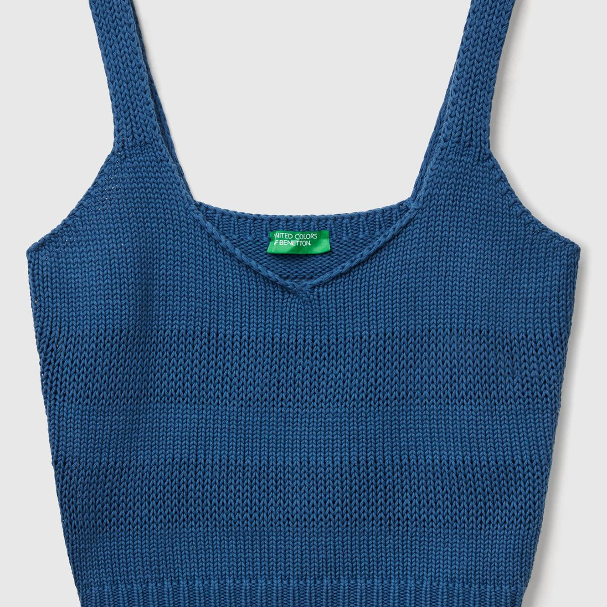 Kadın Denim %100 Pamuk Şerit Efektli Örme Relax Fit V Yaka Triko Atlet