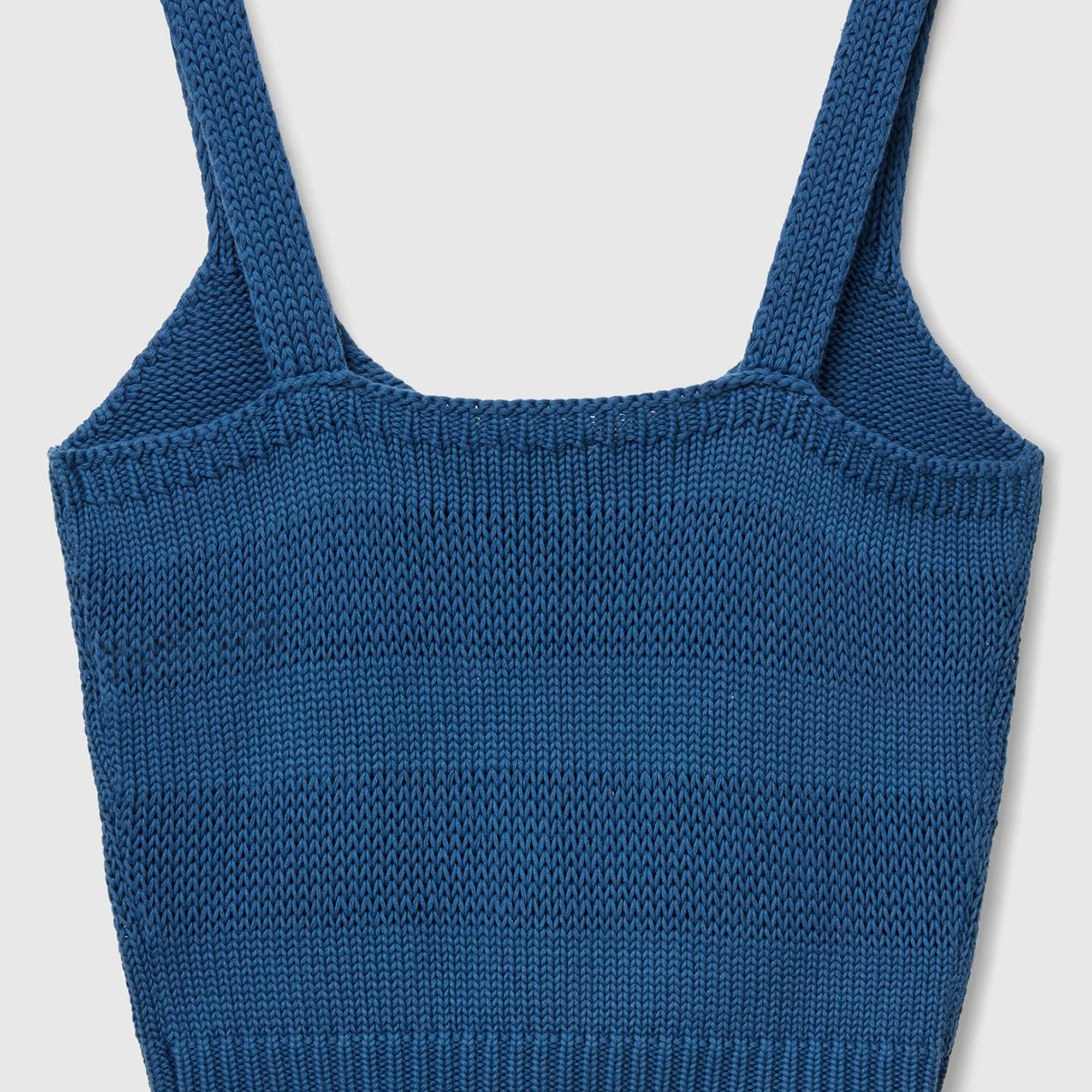 Kadın Denim %100 Pamuk Şerit Efektli Örme Relax Fit V Yaka Triko Atlet