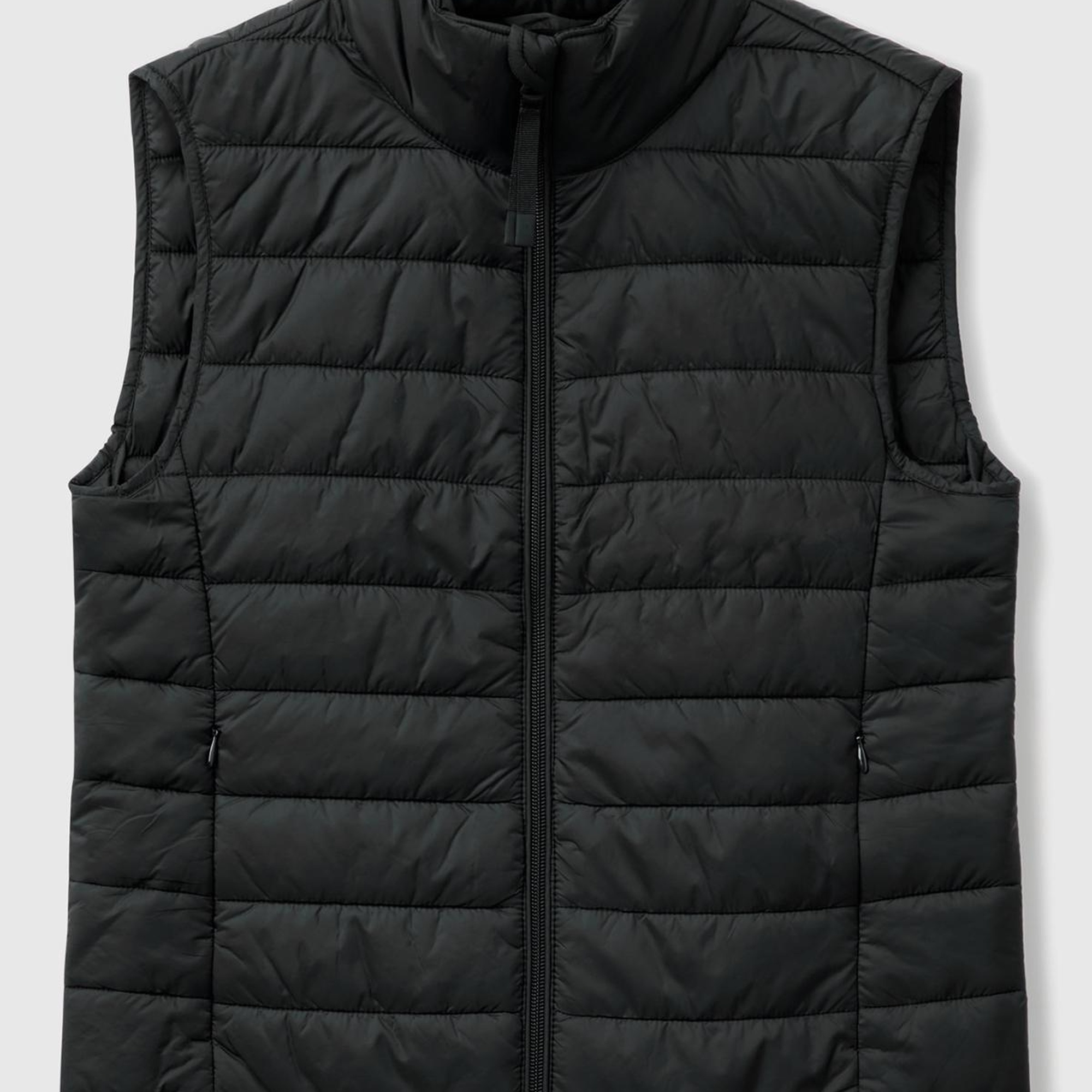 Kadın Siyah Polyester Dolgulu Fermuarlı Slim Fit Pufa Yelek