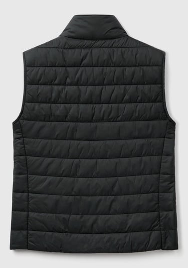  Kadın Siyah Polyester Dolgulu Fermuarlı Slim Fit Pufa Yelek