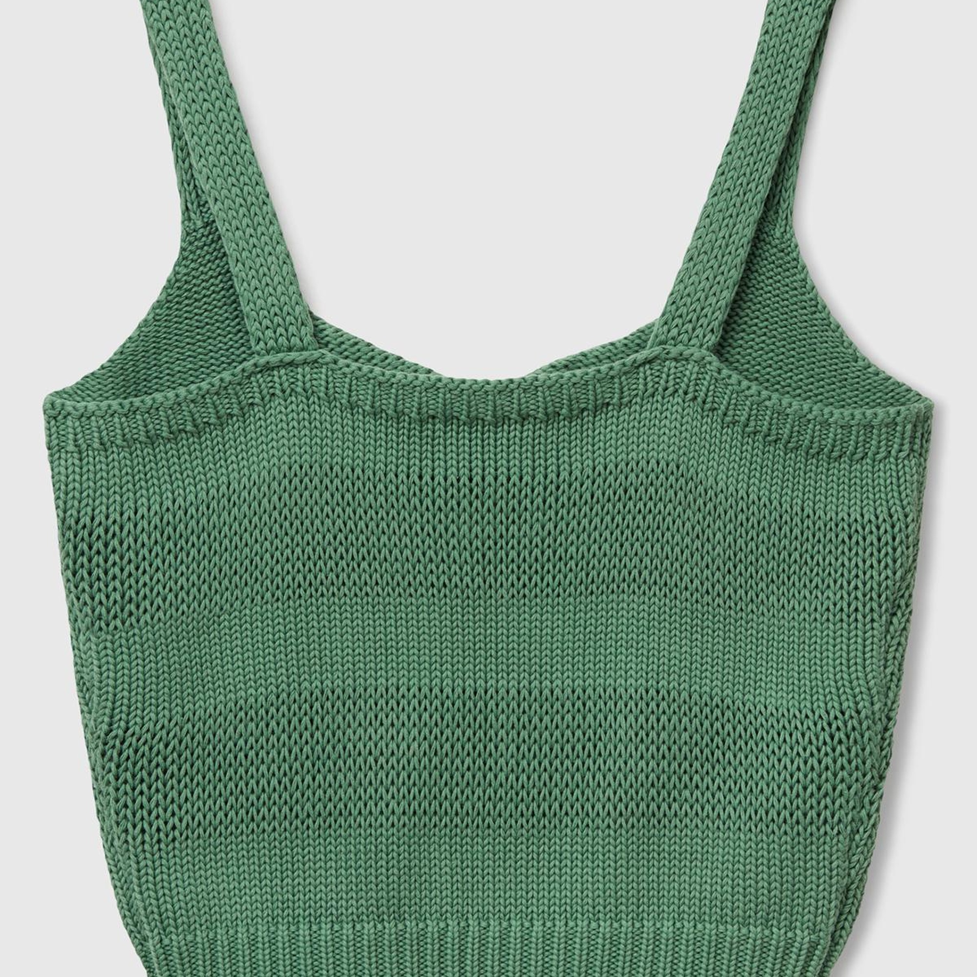 Kadın Açık Yeşil %100 Pamuk Şerit Efektli Örme Relax Fit V Yaka Triko Atlet