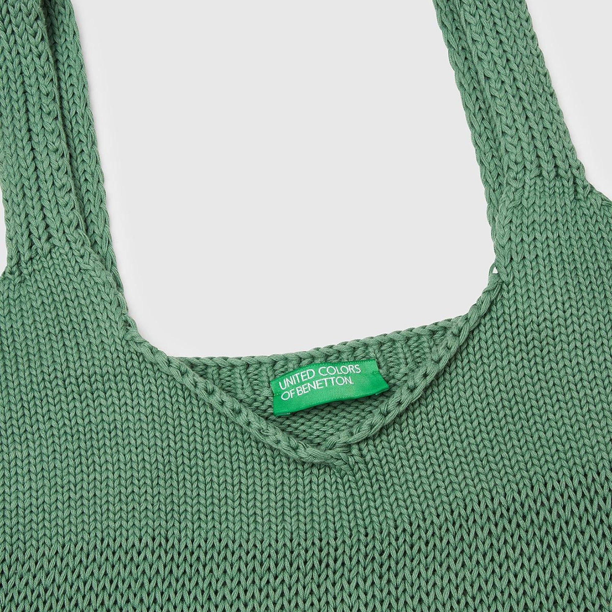 Kadın Açık Yeşil %100 Pamuk Şerit Efektli Örme Relax Fit V Yaka Triko Atlet