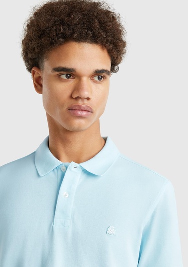  Erkek Açık Mavi Regular Fit Kısa Kollu Polo T-Shirt