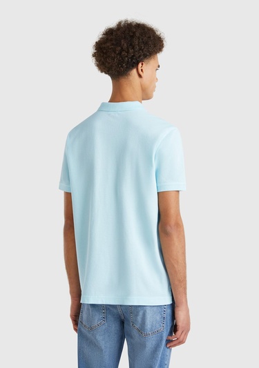  Erkek Açık Mavi Regular Fit Kısa Kollu Polo T-Shirt