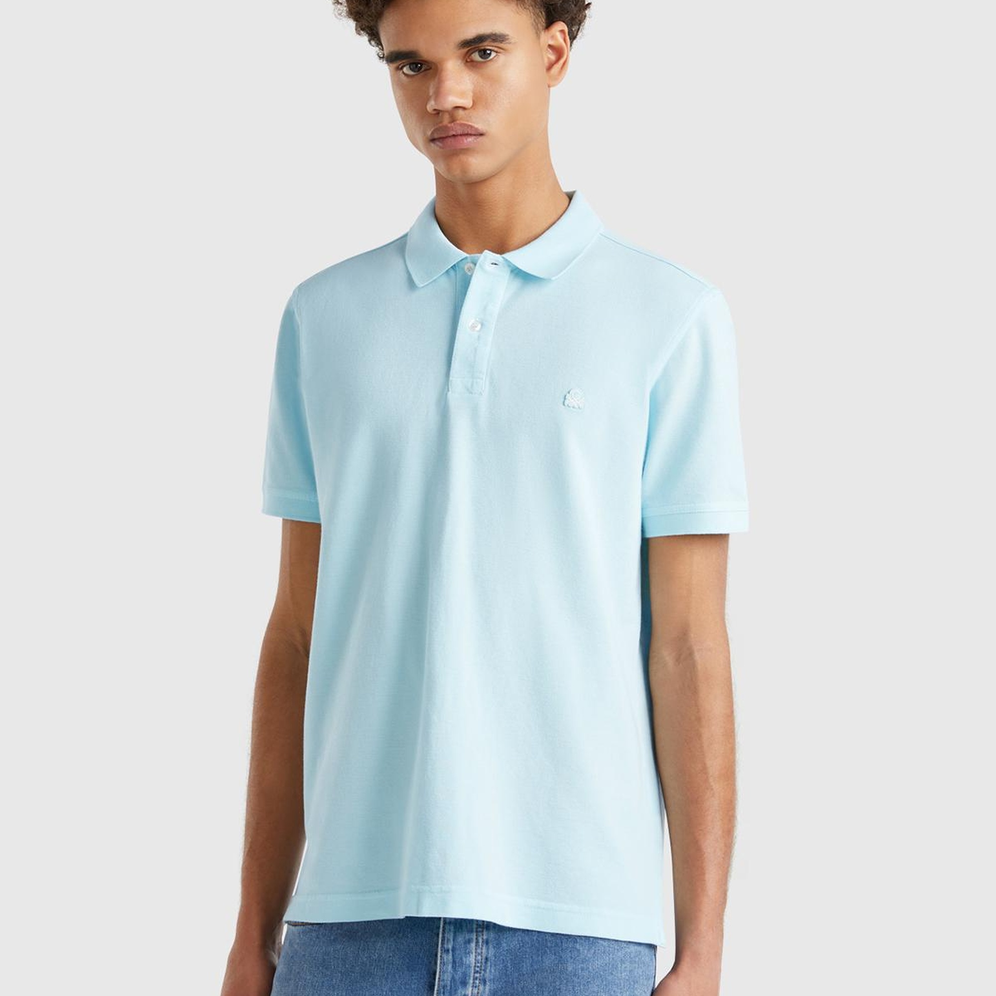 Erkek Açık Mavi Regular Fit Kısa Kollu Polo T-Shirt