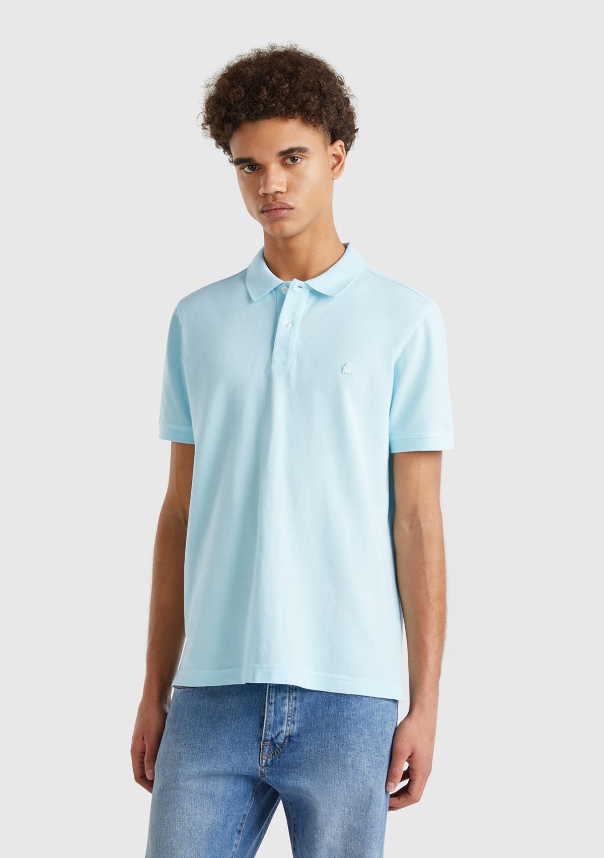  Erkek Açık Mavi Regular Fit Kısa Kollu Polo T-Shirt
