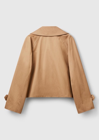  Kadın Bej Pamuklu Önü ve Kolu Düğmeli Astarlı Crop Ceket