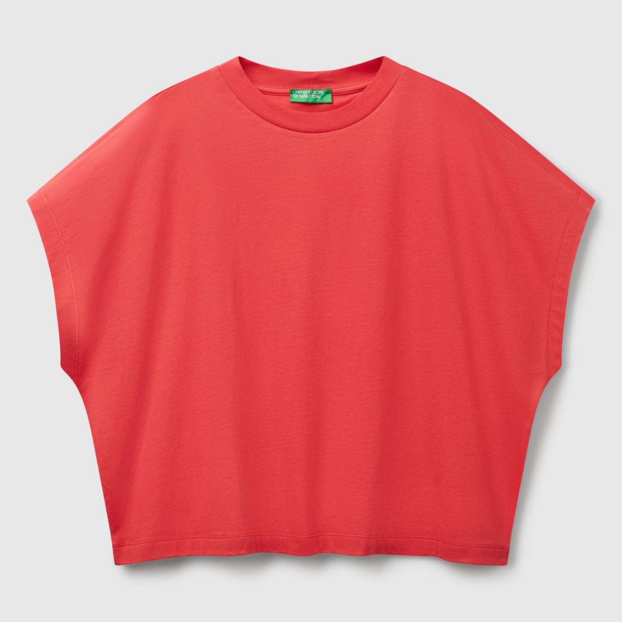 Kadın Mercan %100 Pamuk Kimono Kollu Bisiklet Yaka T-Shirt