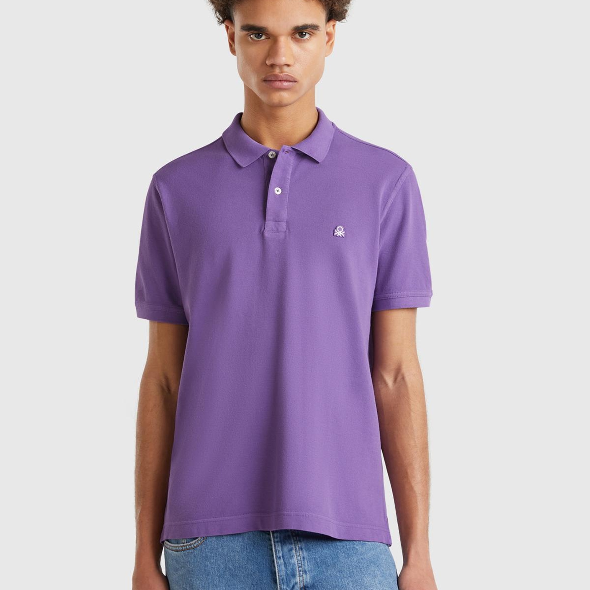 Erkek Mor Regular Fit Kısa Kollu Polo T-Shirt